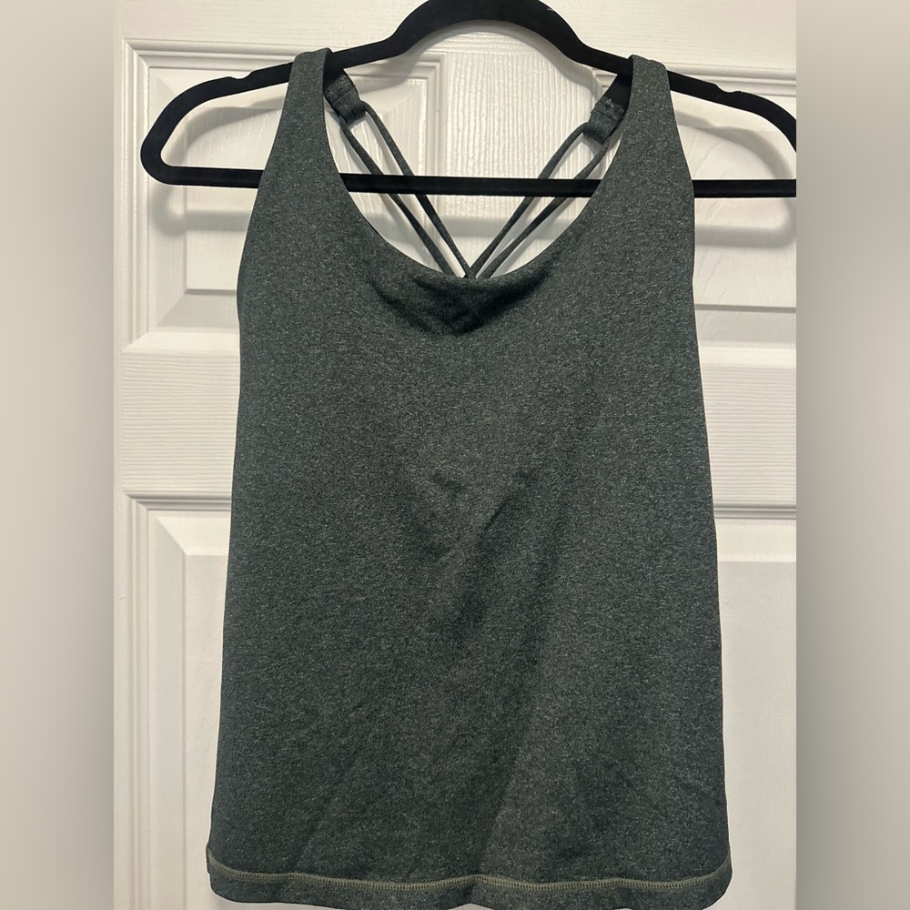 Prana Women’s Activewear Built in Bra tank Small NWOT Heather Green